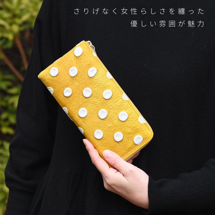 長財布 L字ファスナー ドット柄 革友禅 レディース 水玉 レザー 長財布 L字ファスナー ドット柄 革友禅 レディース 水玉 レザー