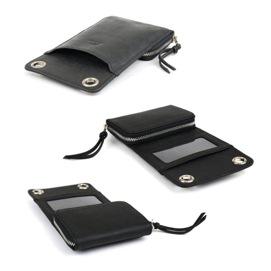 スマホショルダー カード 横入れ ネックウォレット ポーチ イタリアンレザー 本革 財布 斜めがけ 実用的 レディース ブラック スマホポシェット 送料無料_12
