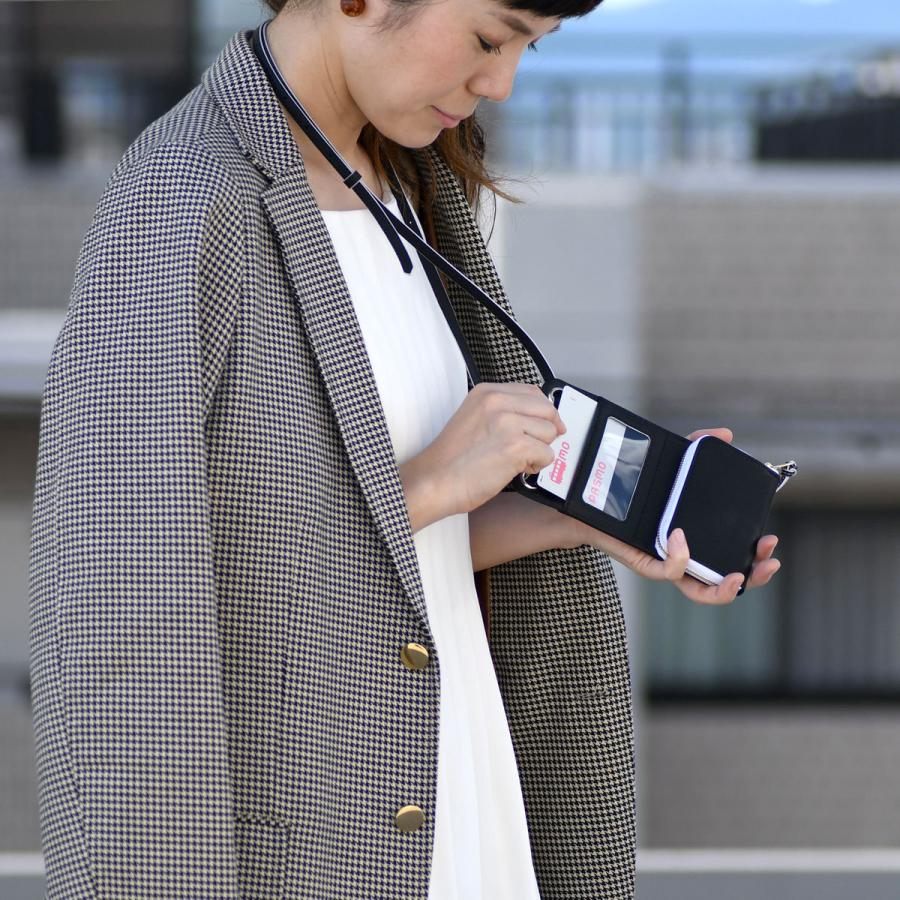 スマホショルダー カード 横入れ ネックウォレット ポーチ イタリアンレザー 本革 財布 斜めがけ 実用的 レディース ブラック スマホポシェット 送料無料_5