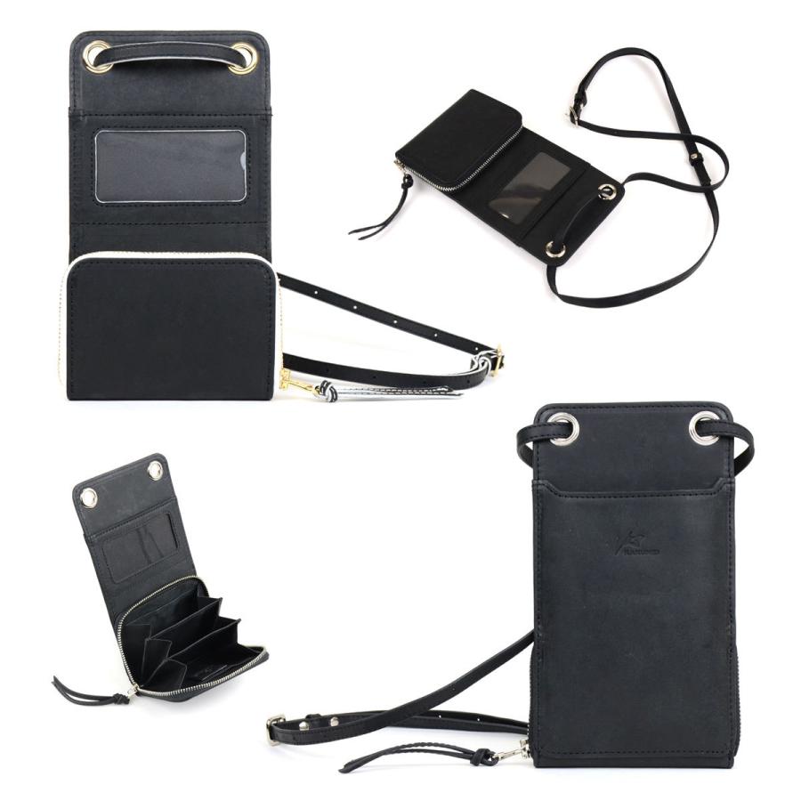 スマホショルダー カード 横入れ ネックウォレット ポーチ イタリアンレザー 本革 財布 斜めがけ 実用的 レディース ブラック スマホポシェット 送料無料_11