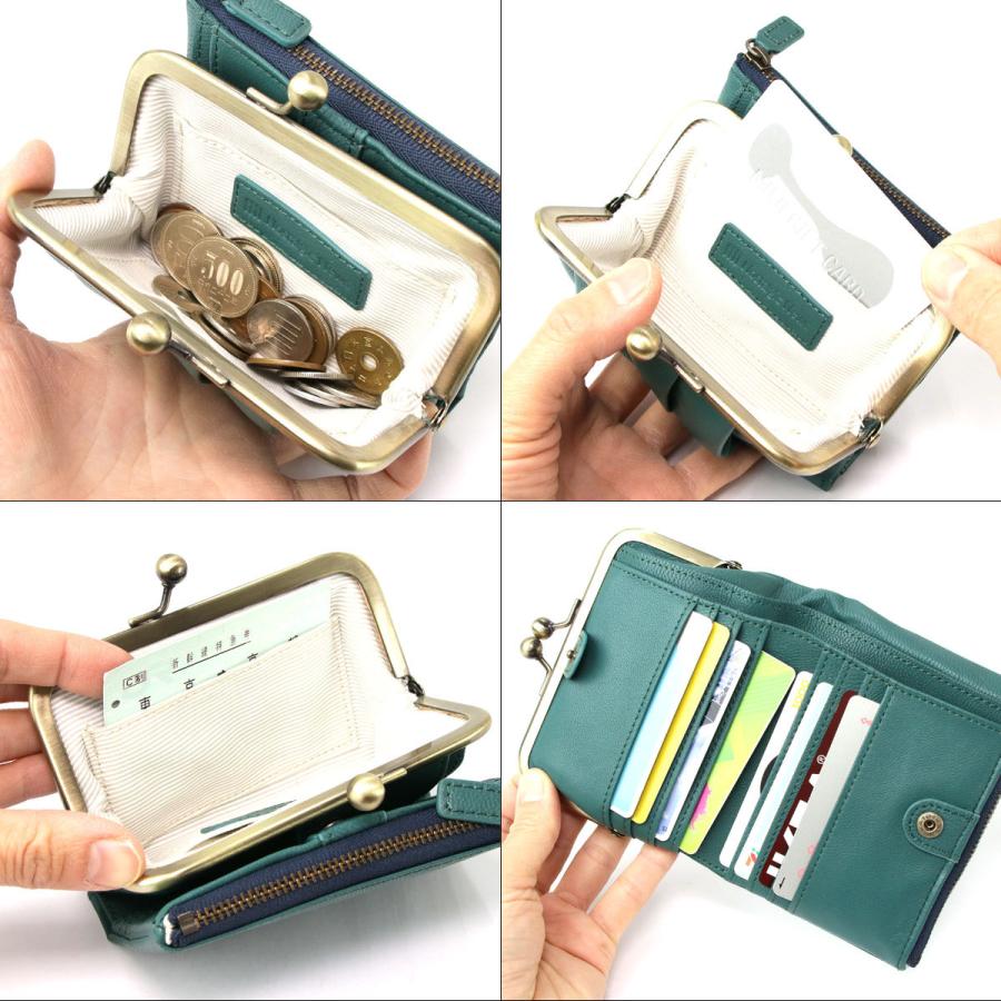 がま口財布 二つ折り財布 コンパクト Nostalgic News ノスタルジックニュース レディース 本革 財布 ソフトレザー 羊革 シープスキン シープレザー がまぐち|osaifuyasan|15