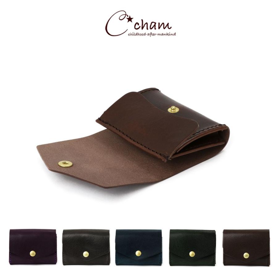 Cham ミニ財布 レディース お札を折らない 日本製 三つ折り Cham ミニ財布 レディース お札を折らない 日本製 三つ折り