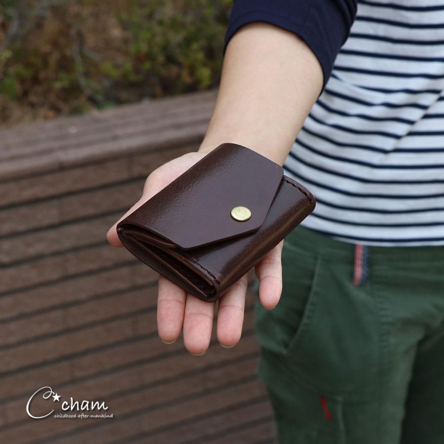 Cham ミニ財布 レディース お札を折らない 日本製 三つ折り Cham ミニ財布 レディース お札を折らない 日本製 三つ折り