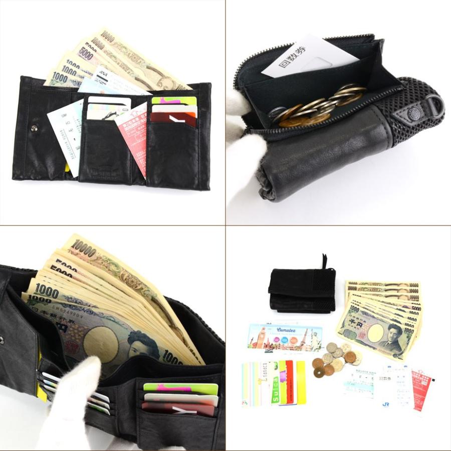 三つ折り財布 メンズ 本革 馬革 パンチングレザー MOVETEMP