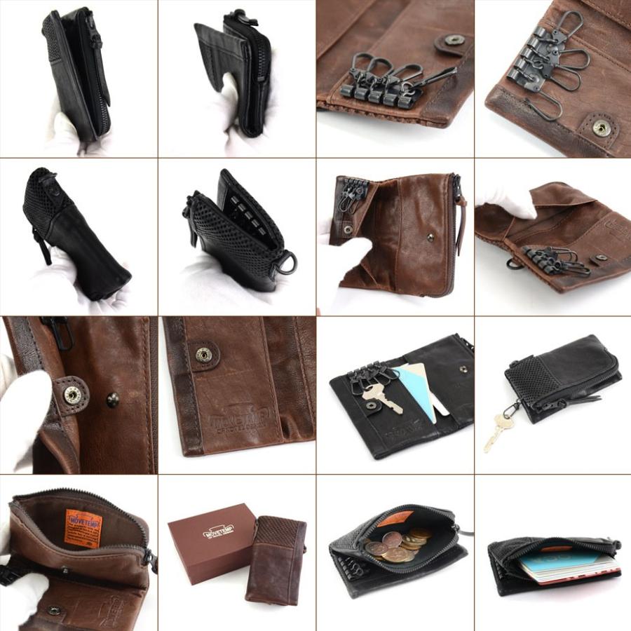 キーケース 小銭入れ メンズ 本革 馬革 パンチングレザー MOVETEMP