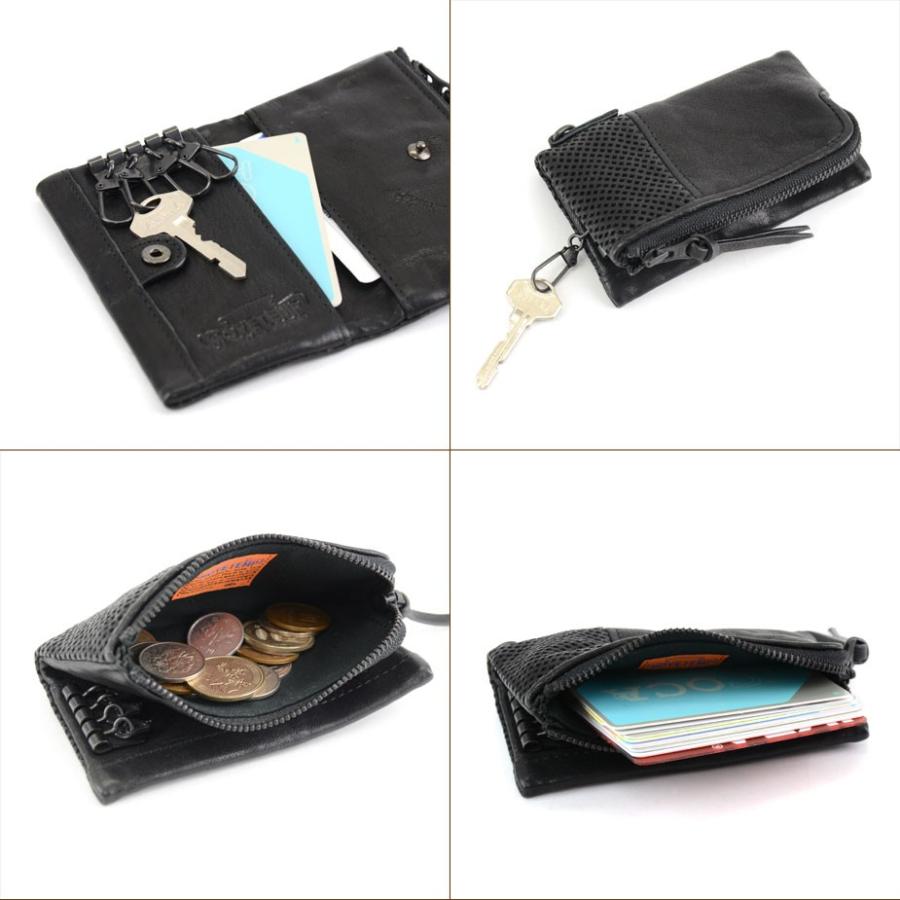 キーケース 小銭入れ メンズ 本革 馬革 パンチングレザー MOVETEMP