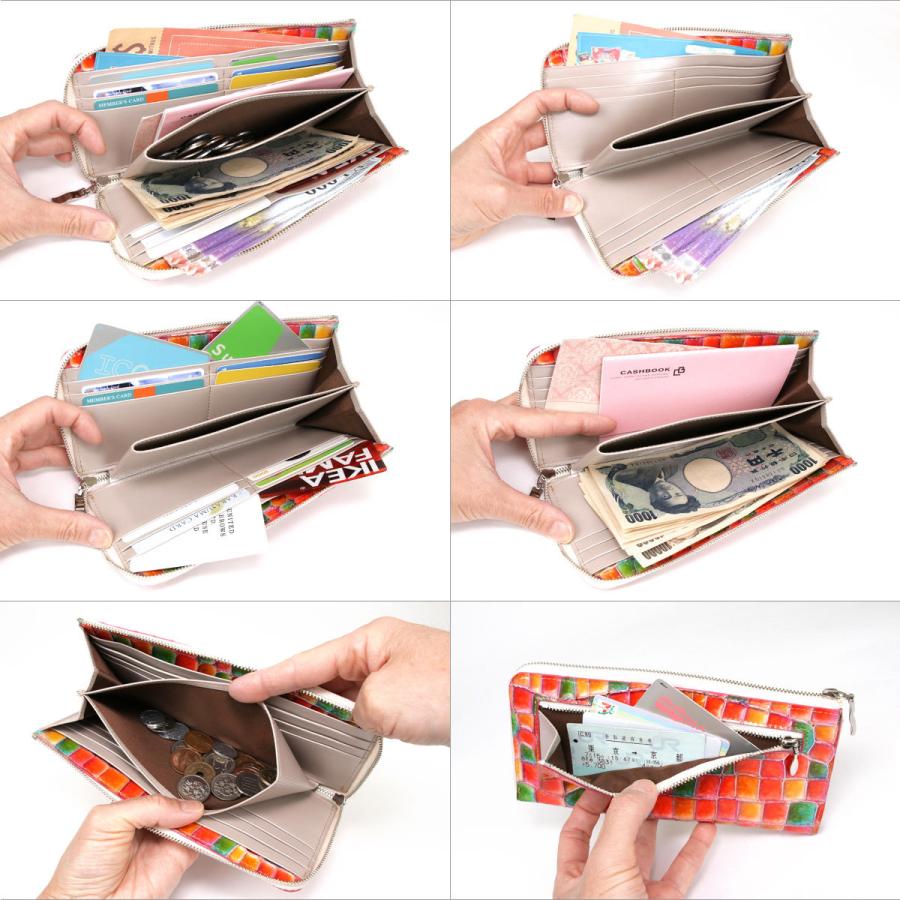 長財布 L字ファスナー イタリアンレザー 本革 レディース クロコ 型