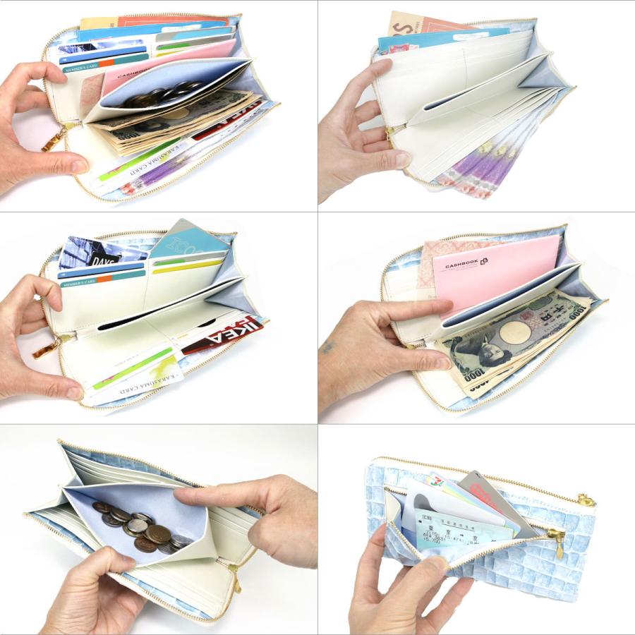 長財布 L字ファスナー イタリアンレザー 本革 レディース パール