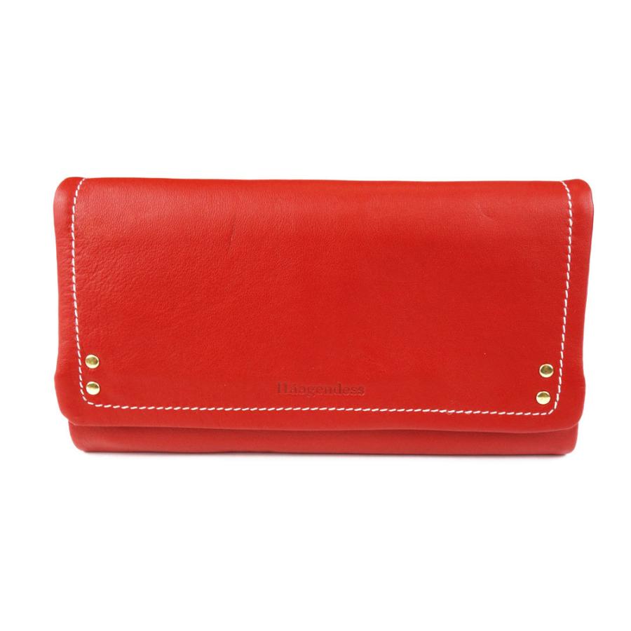 訳あり】長財布 フラップ 三つ折り 大容量 本革 レザー レッド※返品