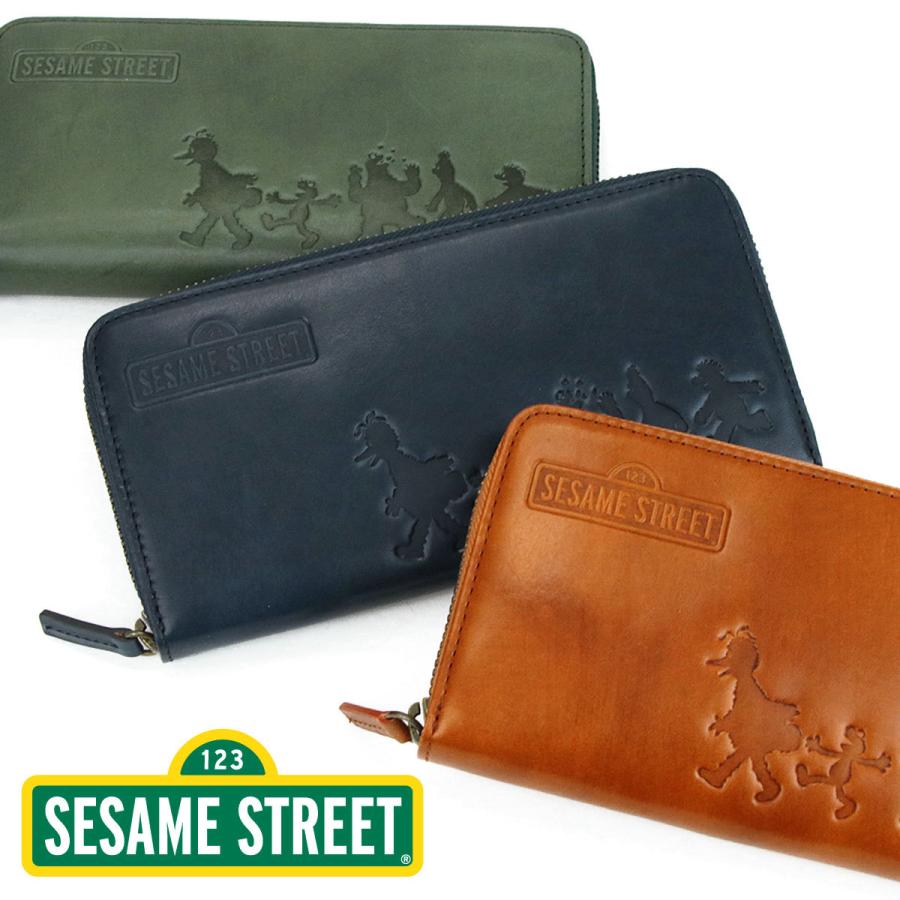 再再販 セサミストリート Sesame Street キャラクター 財布 長財布 ラウンドファスナー ラウンド Ykkファスナー 本革 牛革 期間限定送料無料 Tellosystems Com