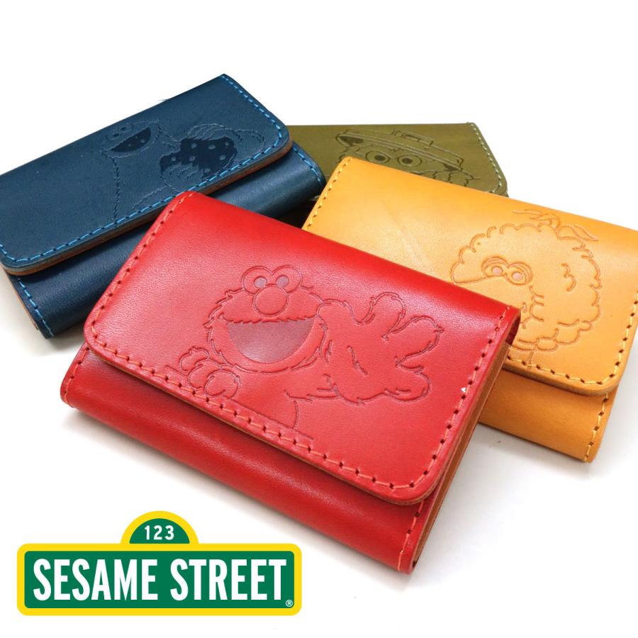 セサミストリート Sesame Street キャラクター コンパクト 名刺入れ ネームカードケース 栃木レザー 日本製 本革 牛革｜osaifuyasan