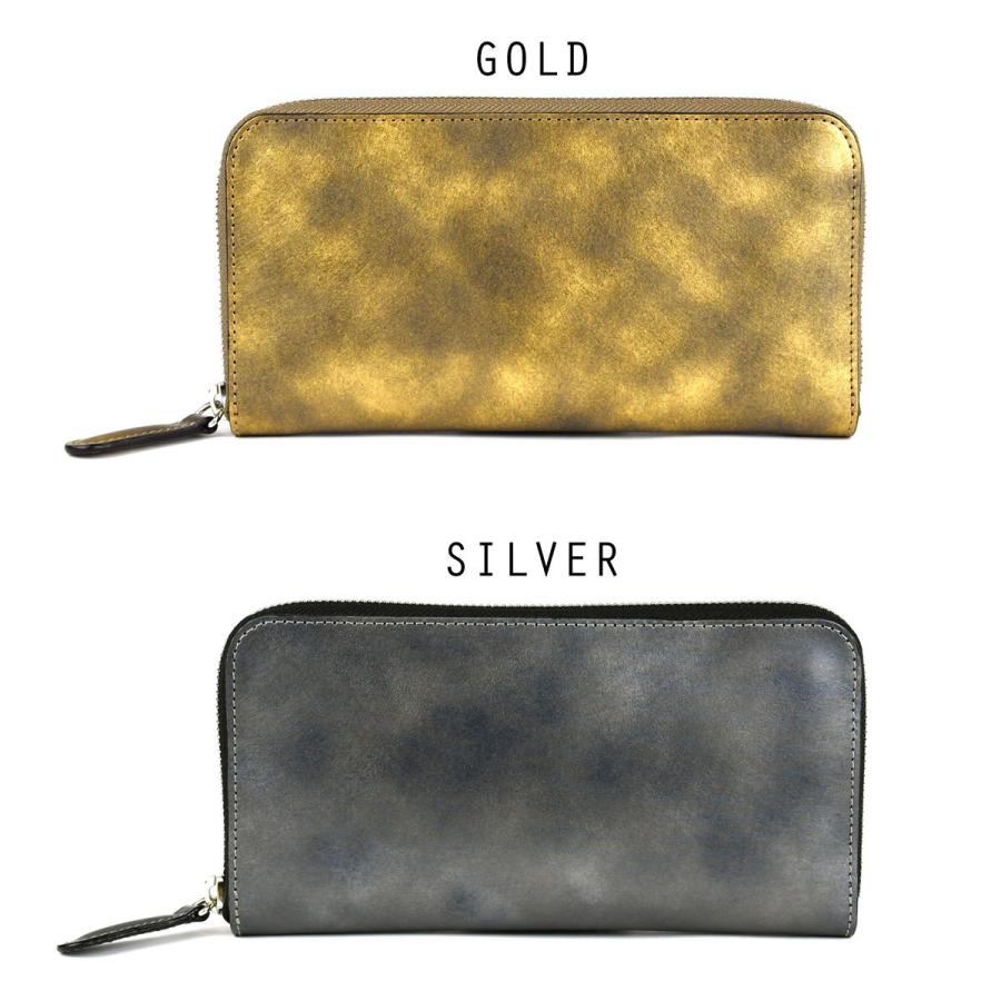 長財布 ラウンドファスナー ゴールド シルバー レディース 日本製