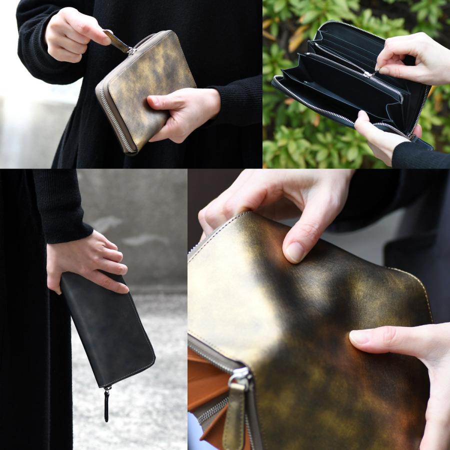 長財布 ラウンドファスナー ゴールド シルバー レディース 日本製