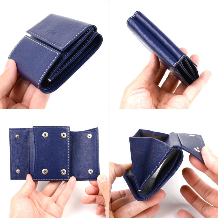 ミニ財布 三つ折り財布 コンパクト 極小財布 型押しレザー 日本製 