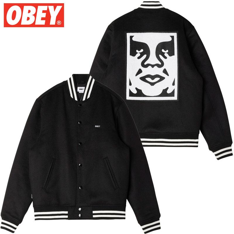 送料無料 オベイ OBEY LEAGUE ICON JACKET(ブラック 黒 BLACK)オベイ