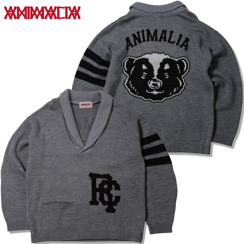 ANIMALIA（アニマリア） 送料無料 ANIMALIA SHAWL COLLAR KNIT(グレー