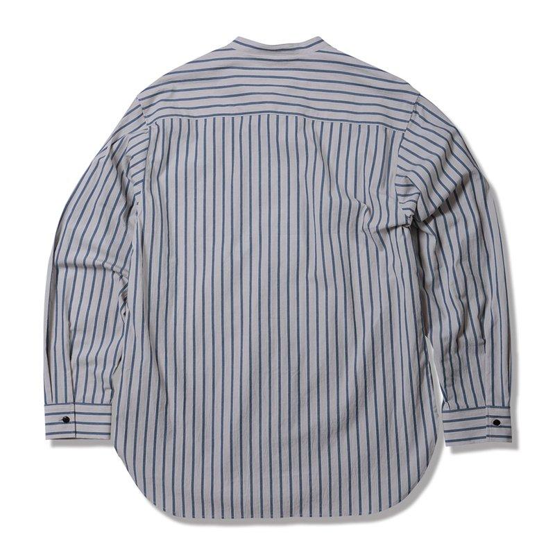 販売店一覧 送料無料 アニマリア ANIMALIA STAND COLLAR SHIRTS -Stripe-(LIGHT GRAY/BLUE STRIPE)ストライプシャツ 長袖シャツ