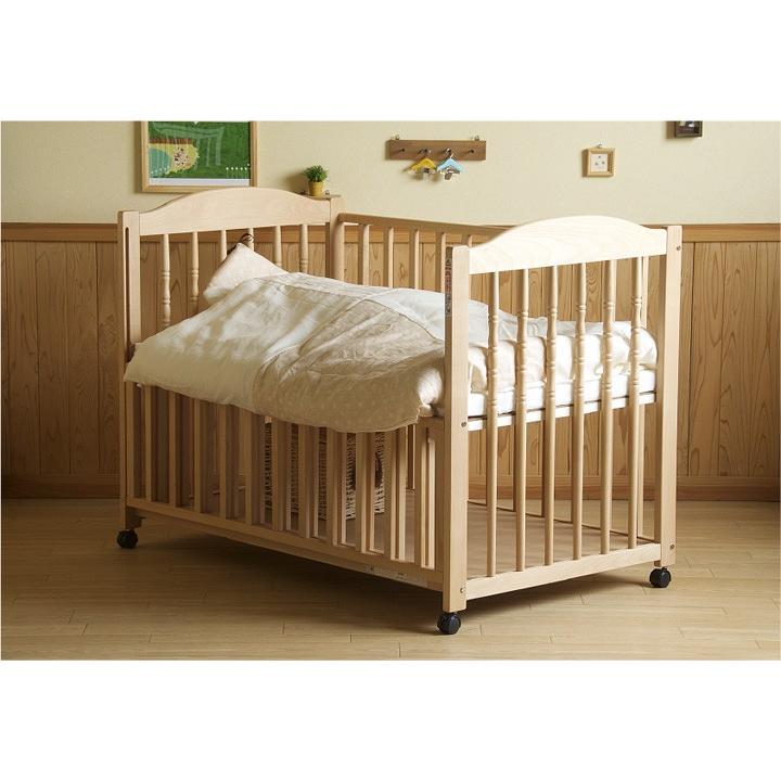 ベビーベッド 木製 エリーゼ 収納棚付 ナチュラル NA 石崎家具 日本製  