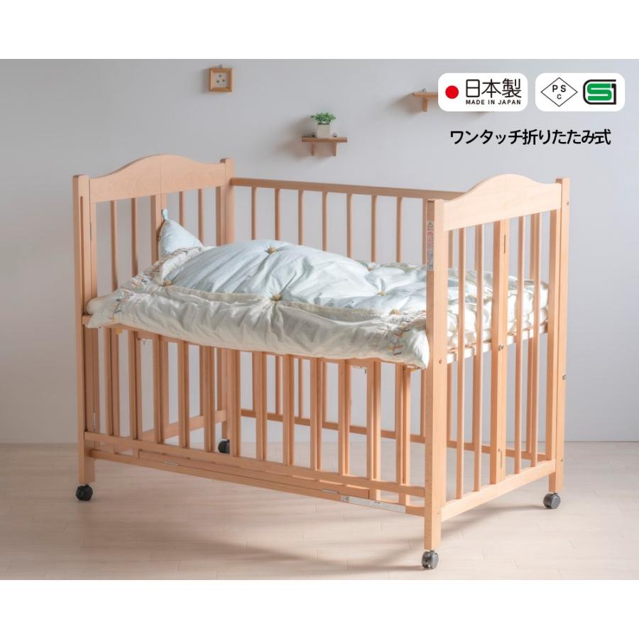 ベビーベッド 折りたたみ 木製 石崎家具 ワンタッチベッド ベビーベッド 折りたたみ 木製 石崎家具 ワンタッチベッド