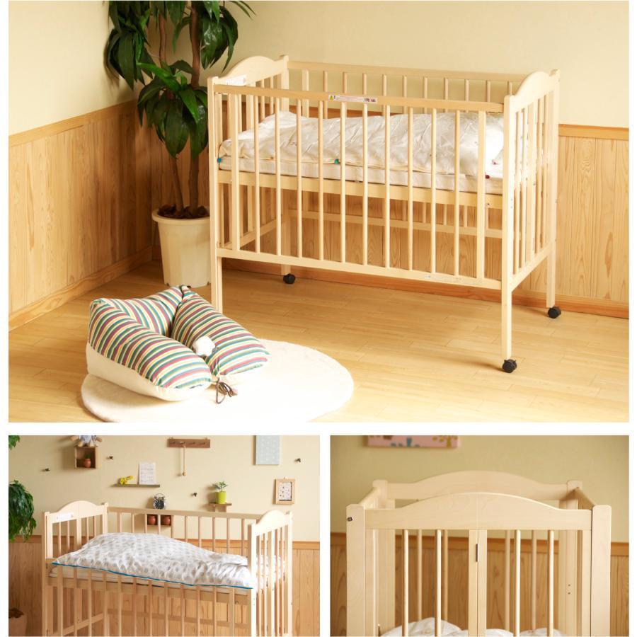 ベビーベッド 折りたたみ 木製 石崎家具 ワンタッチハイベッド パル