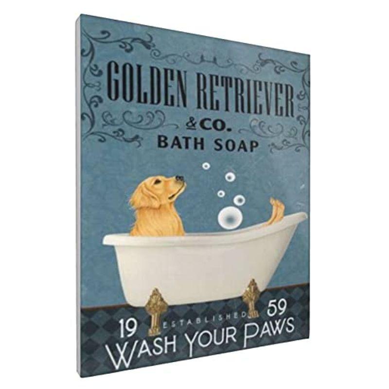 面白い犬の写真の壁画 バスルームの壁の装飾 額入りのプリントポスター トイレの壁のアート ヴィンテージの洗濯物の壁のポスターアート 浴槽の中 ポイント10倍