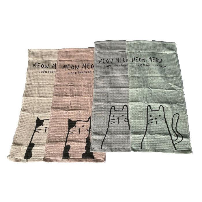 フェイスタオル 35×75 コットン100% 最安値 綿100% ガーゼ ねこ 