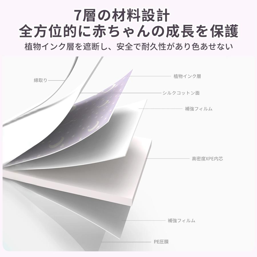 ロールマット プレイマット 200 140 2cm ベビープレイマット 2柄 シルク素材 通気 無臭 抗菌 防水 防音 衝撃吸収 XPE材質 フロアーマット【6/20発送】｜osakakuma｜05