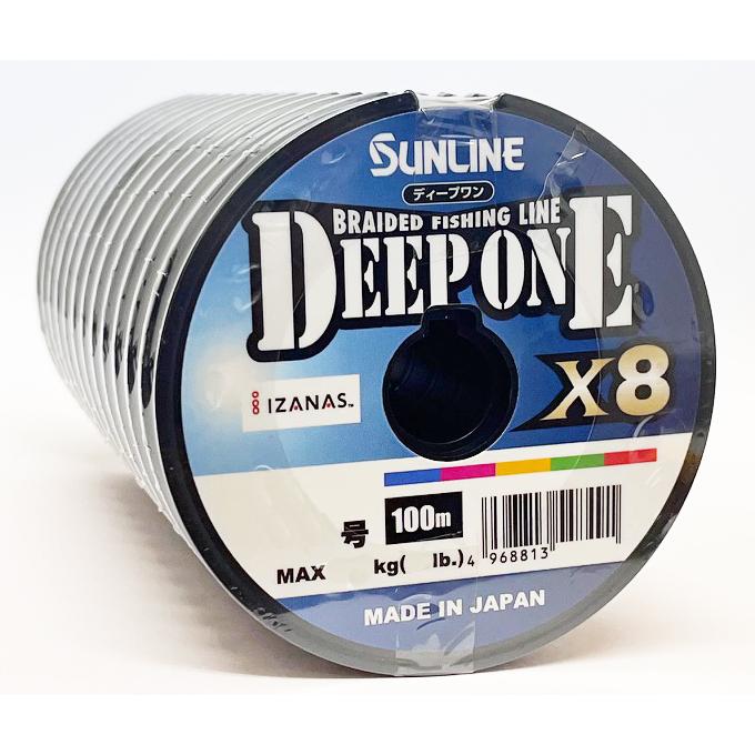 サンライン ディープワン X8 PEライン 100m〜連結  0.6/0.8/1/1.2/1.5/2/2.5/3/4/5/6/8/10号 8本撚りマルチカラー10m×5色 DEEP ONE SUNLINE 釣糸 | サンライン