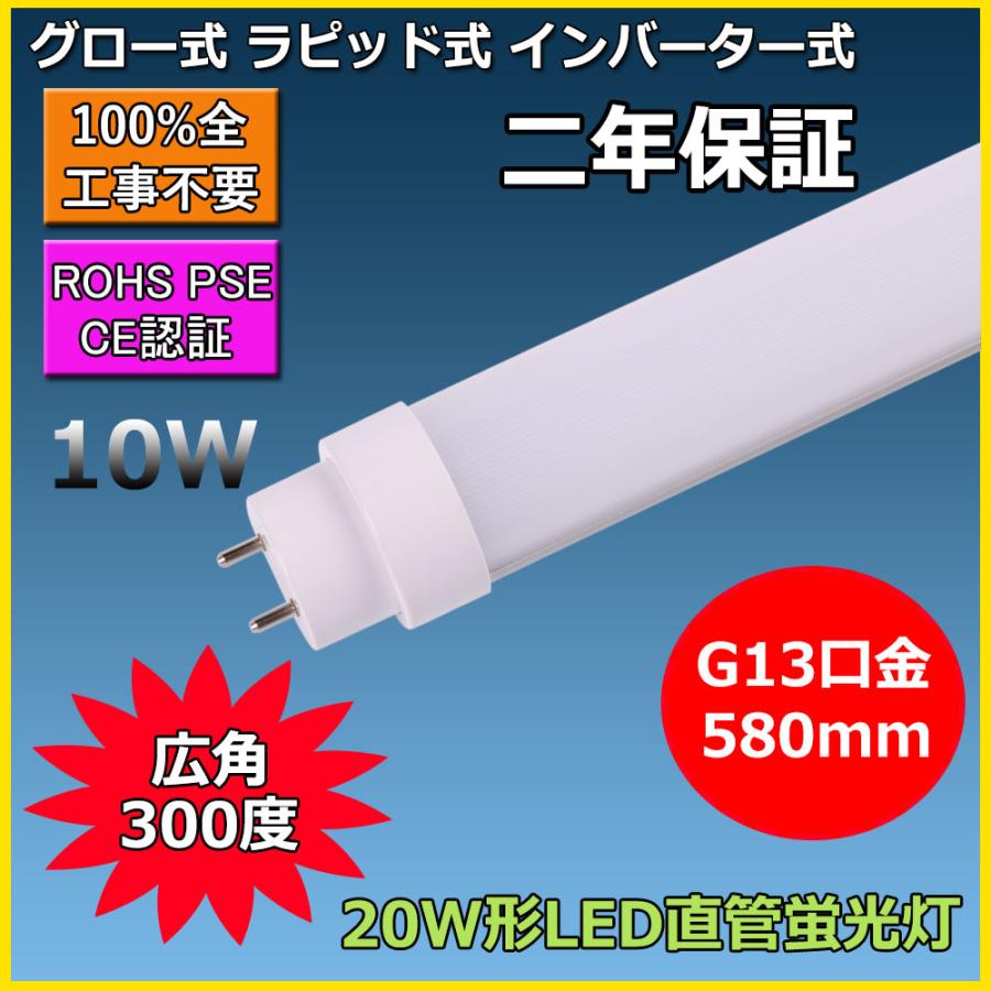 LED蛍光灯 20w形 昼光色 昼白色 電球色 led直管蛍光灯T10 20ワット形
