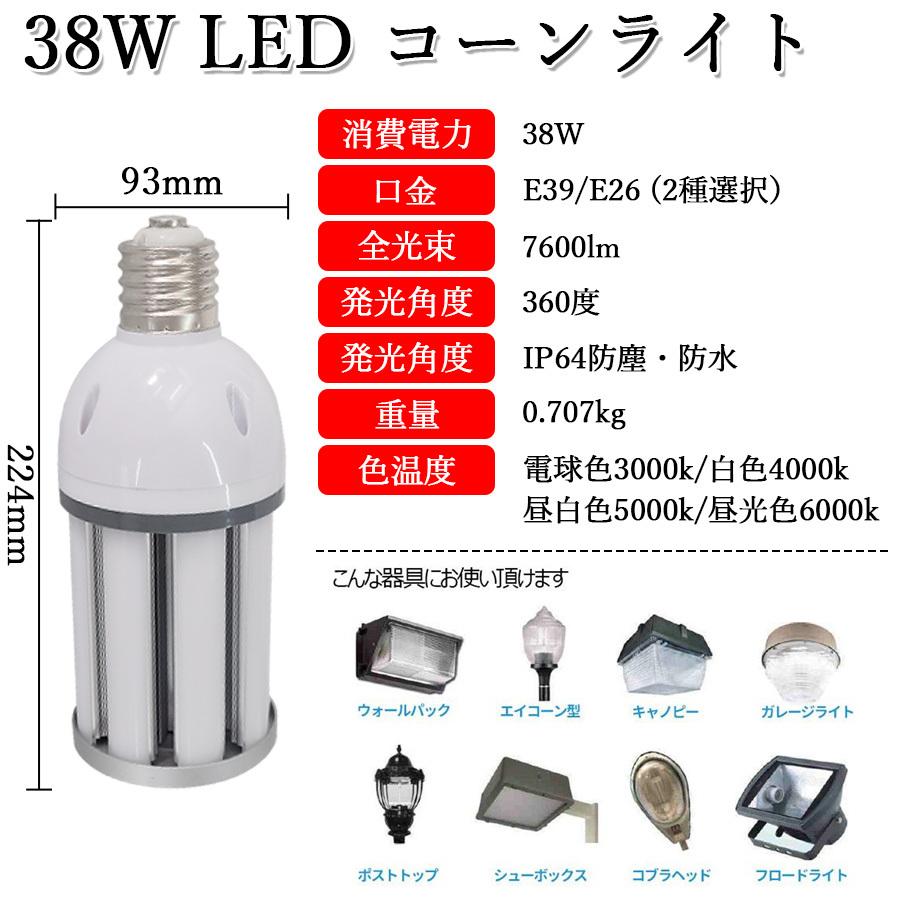 密閉型防水照明器具 LED 水銀ランプ 160W相当 コーン型 LED電球 E26 E39 電源内蔵