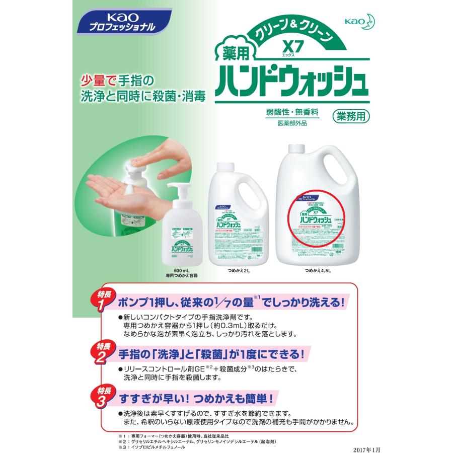 Kao 花王 クリーン&クリーン X7 薬用ハンドウォッシュ 4.5L×3本 Kao 花王 クリーン&クリーン X7 薬用ハンドウォッシュ 4.5L×3本
