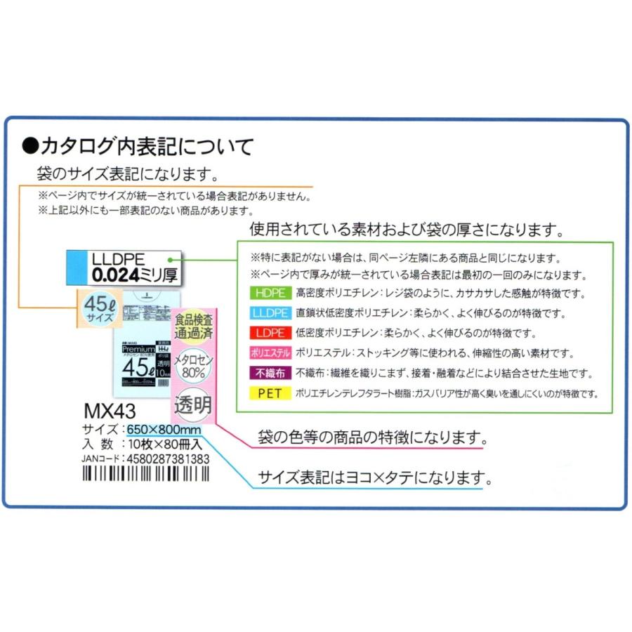 HHJ ポリ袋 GL83 80L 80cm×100cm×0.04mm 透明 10枚×30冊入