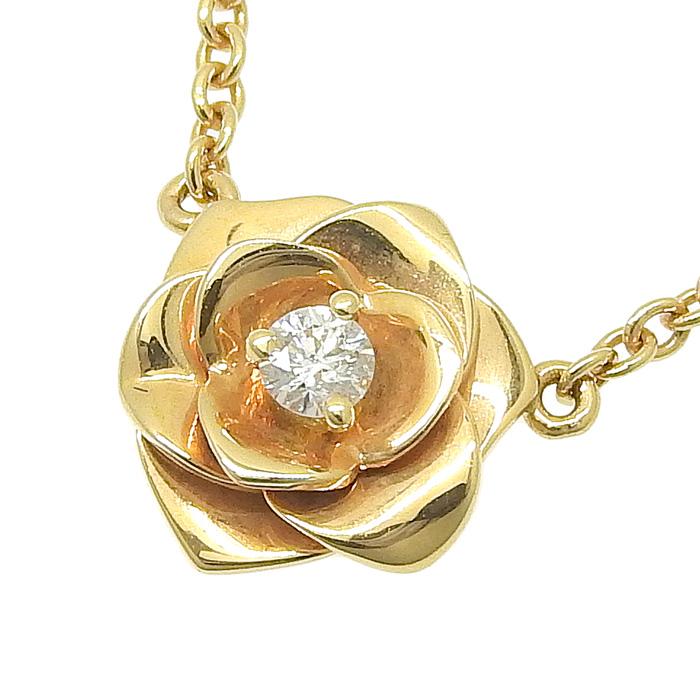 PIAGET ピアジェ ローズ 1P ダイヤ ネックレス K18PG ダイヤモンド  