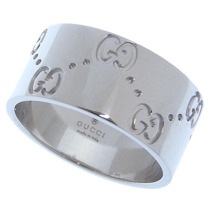 GUCCI グッチ GG アイコン ワイド リング K18WG 750 ホワイトゴールド 