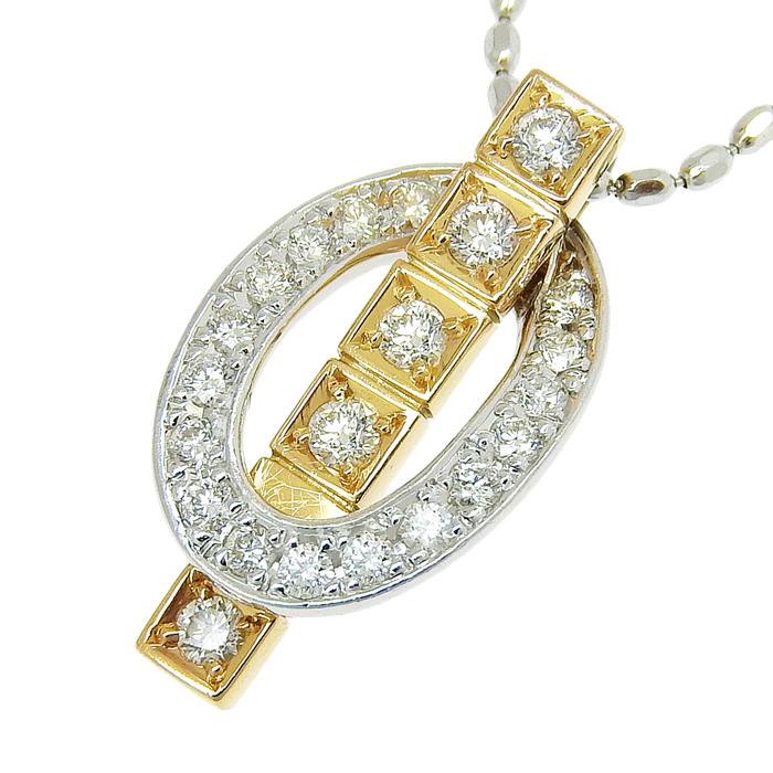 K18PGとダイヤモンド ネックレス チェーン全長約44.5cm