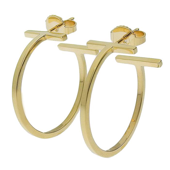 TIFFANY & Co. ティファニー Tワイヤー フープ ピアス K18YG 750 
