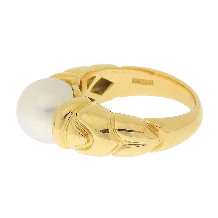 BVLGARI ブルガリ パッソドッピオ パール リング K18YG 750 イエロー 