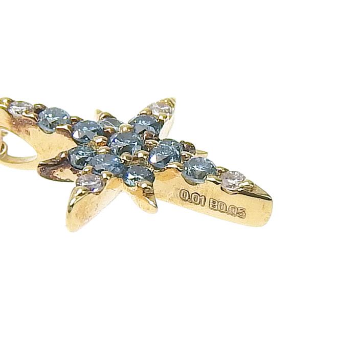 STAR JEWERLY スタージュエリー ブルー ダイヤ ネックレス K18YG  