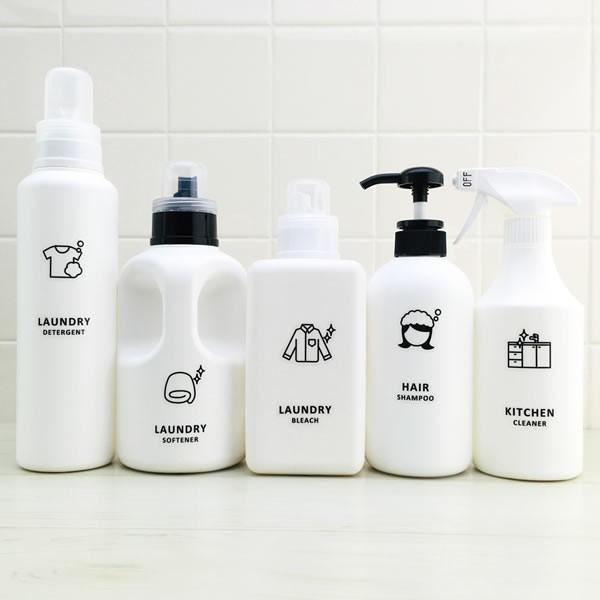 NEW!!【白】ラウンド・マルチボトル800ml・アイコンラベル・セット