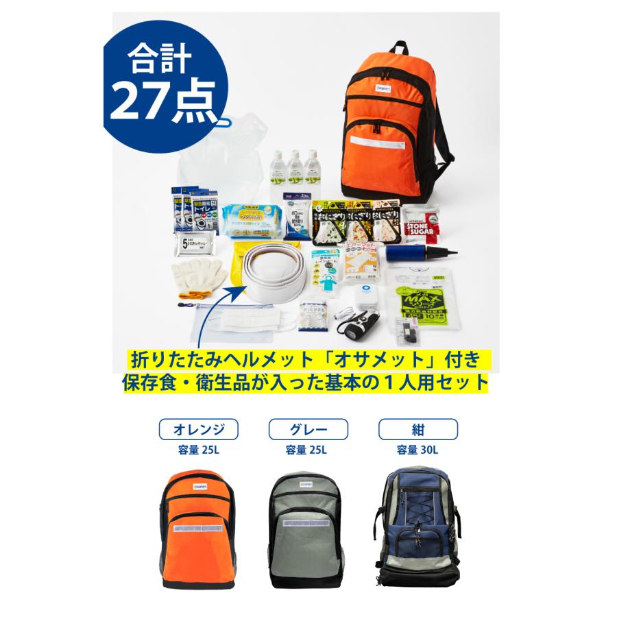 防災セット 1人用 ひとりせっと S+ 折り畳みヘルメット オサメット