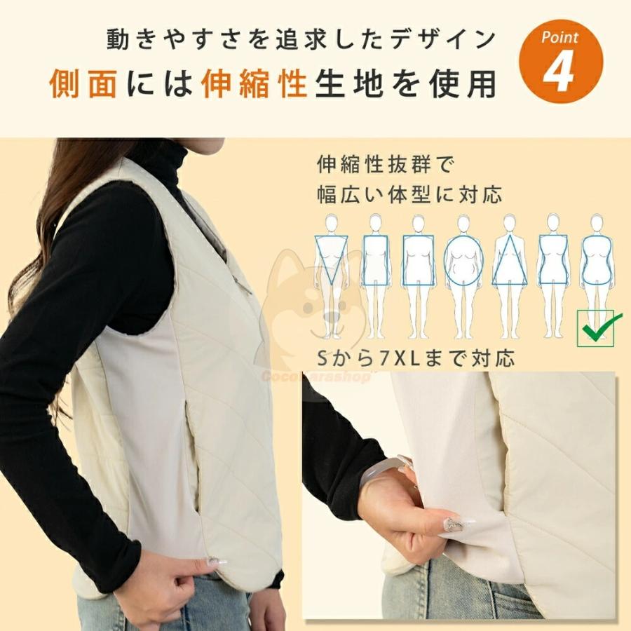 電熱ベスト 日本製ヒーター 洗える 4箇所発熱 ヒーターベスト USB式給電 3段階調整可能 前後独立温度設定可能 速暖 繊維ヒーター 男女兼用 防寒着 1年間保証 |  | 11