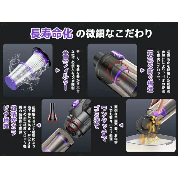 掃除機 コードレス 軽量 ハンディ 充電式 自走式 4WAY 3段階吸引力調節