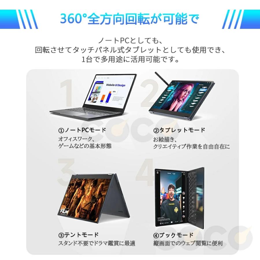 インテル（intel） ノートパソコン windows11 360度画面回転により