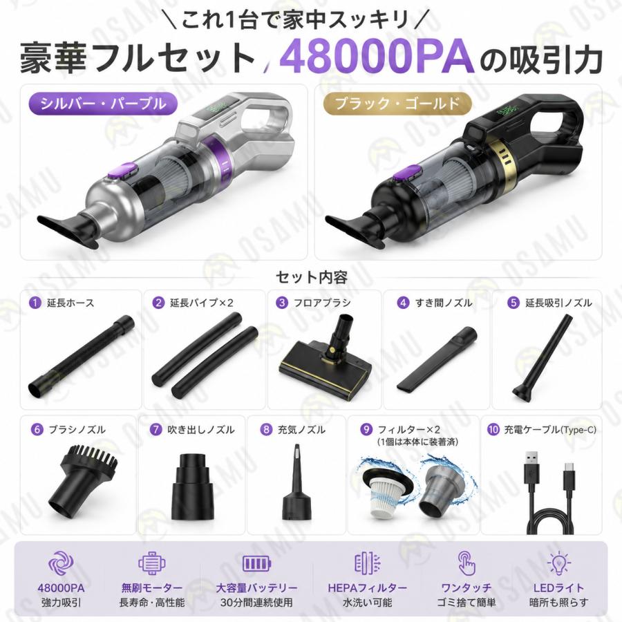 新モデル 掃除機 コードレス 軽量 充電式 強力吸引 人気 サイクロン式