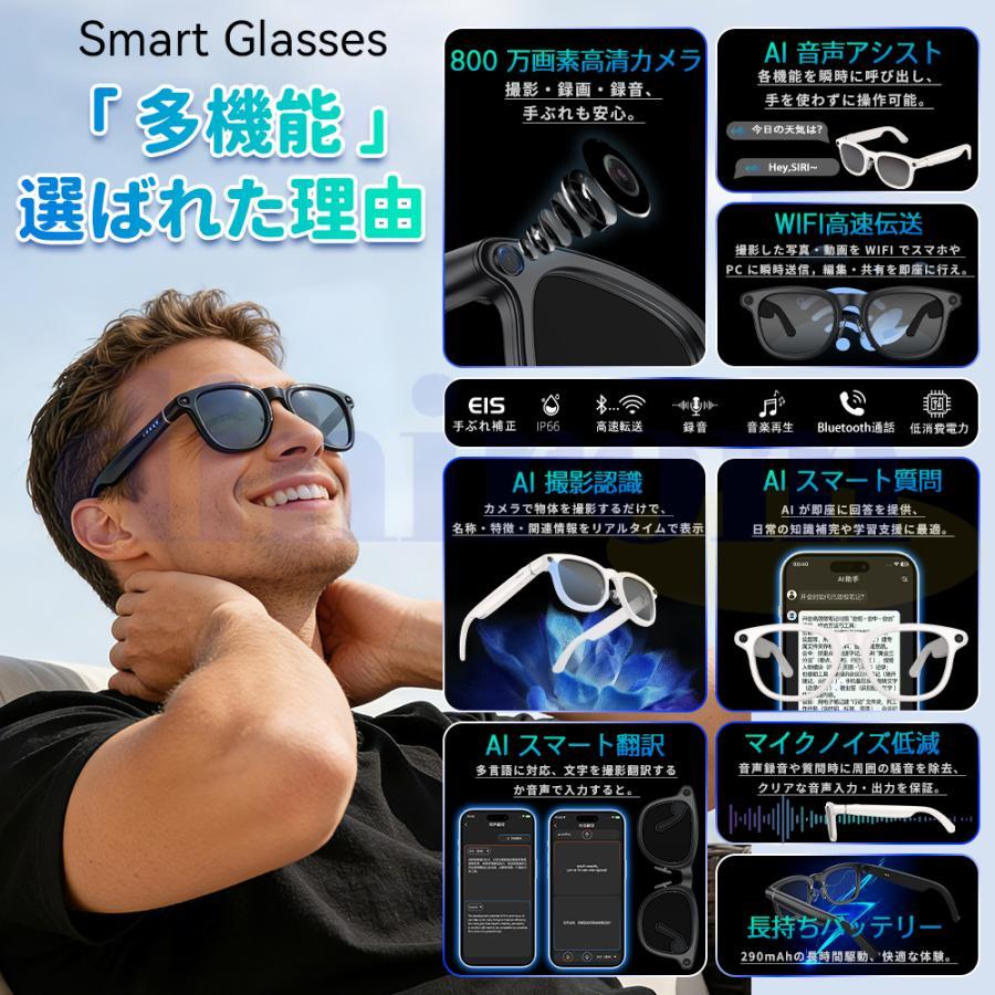 スマートグラス カメラ付き AI翻訳 音楽通話対応 録画 録音 Bluetooth5
