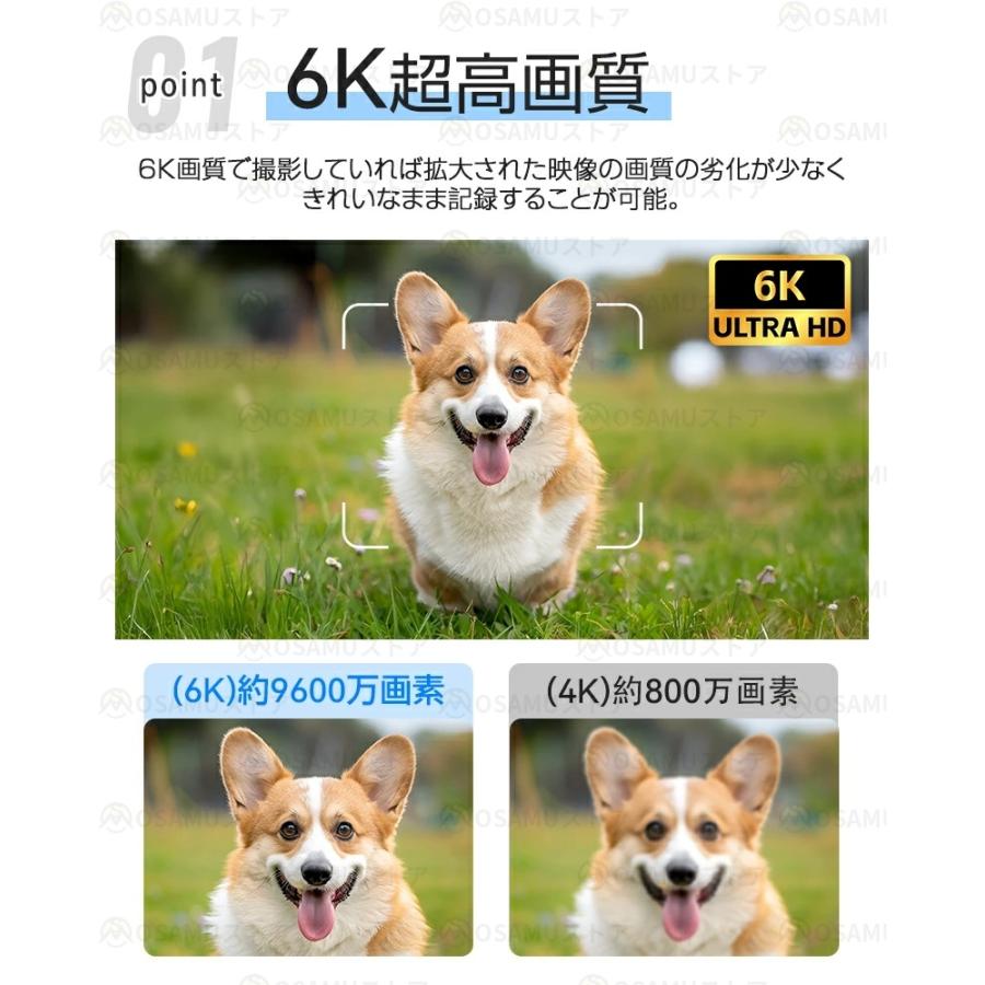デジタルカメラ 4K 6K 6400万画素 7500万画素 WIFI対応 180度回転 18倍