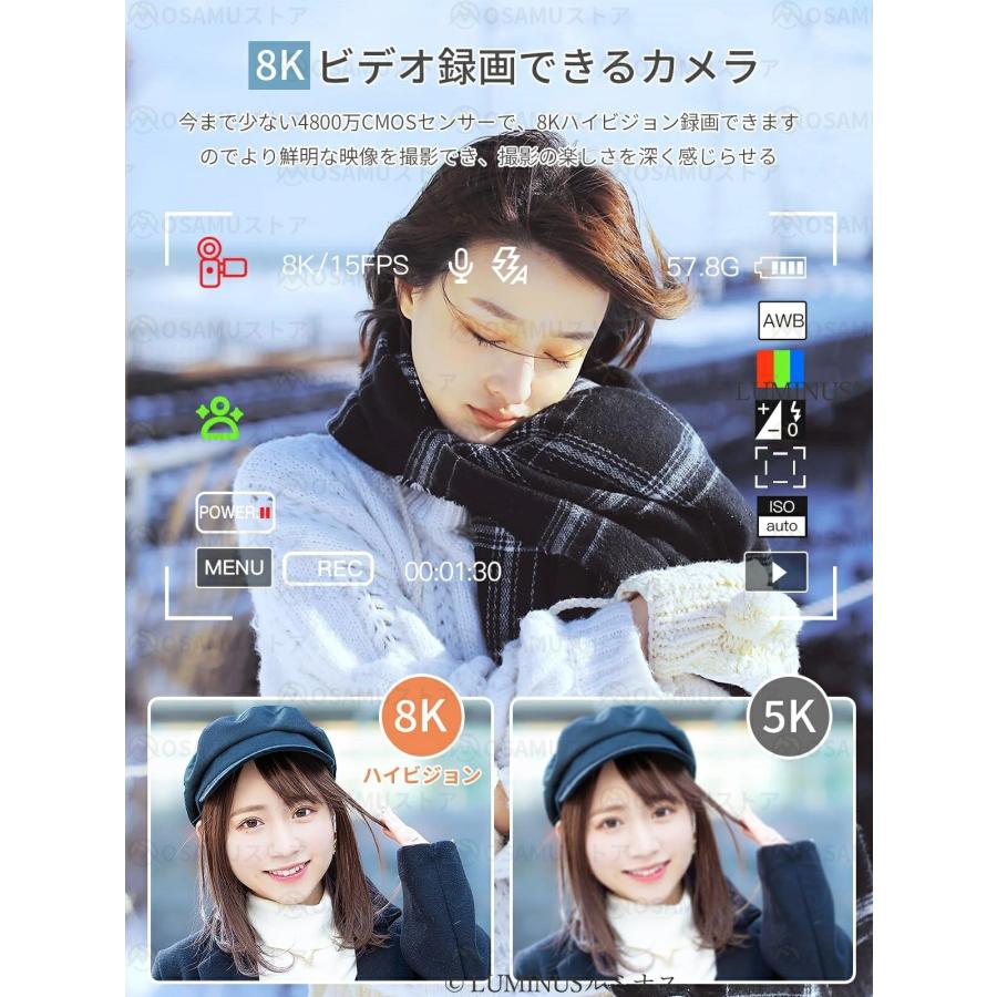 デジタルカメラ 8K 8800万画素 18倍ズーム Wifi OTG転送 3.0インチ