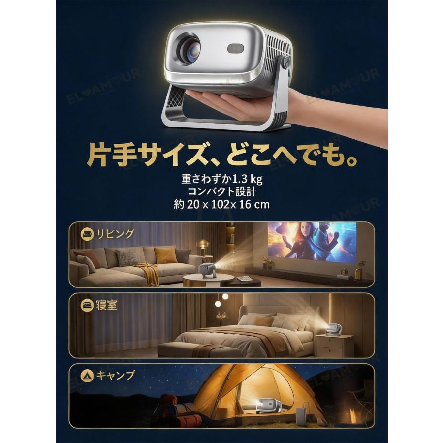 プロジェクター 小型 家庭用 Android12搭載 4K対応 全自動フォーカス