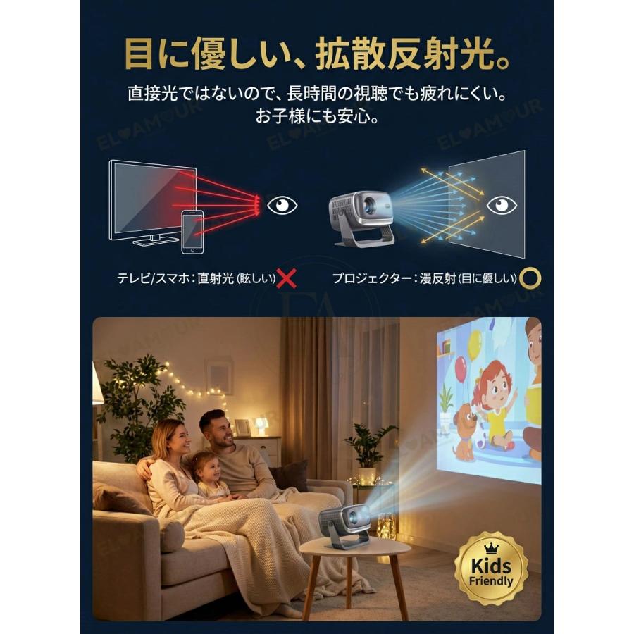 プロジェクター 小型 家庭用 Android12搭載 4K対応 全自動フォーカス