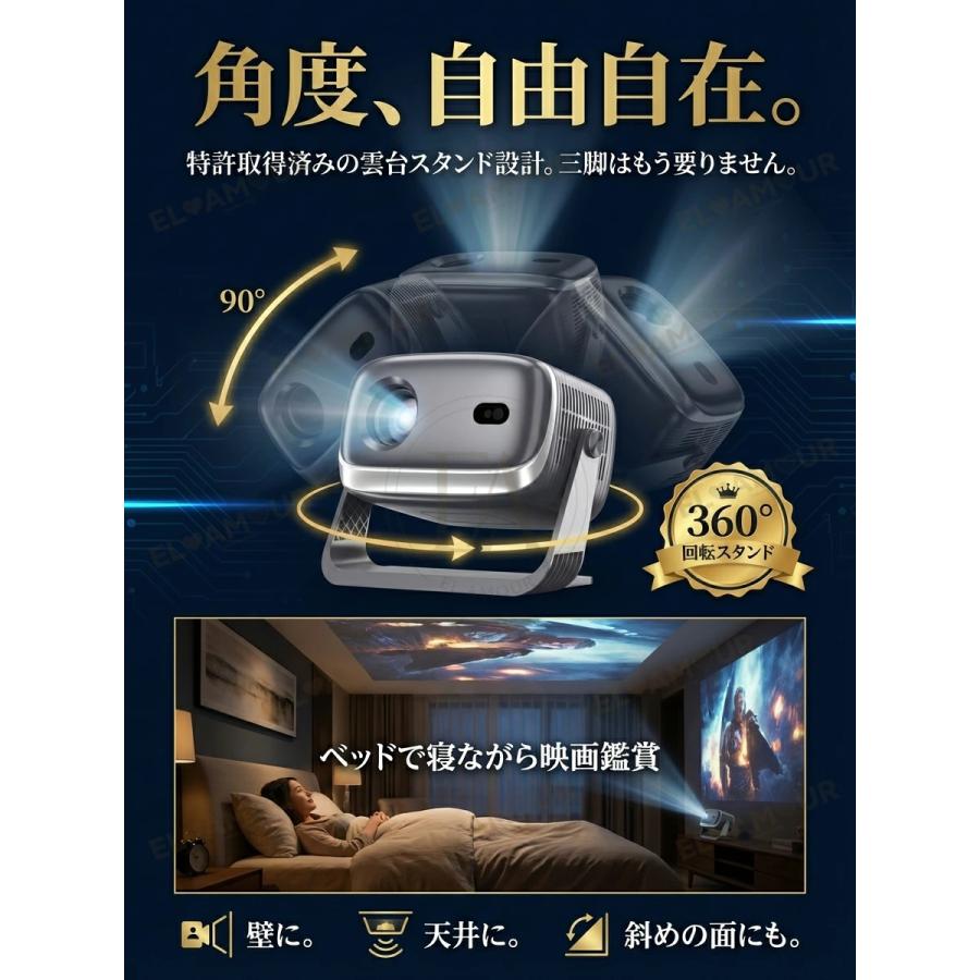 プロジェクター 小型 家庭用 Android12搭載 4K対応 全自動フォーカス